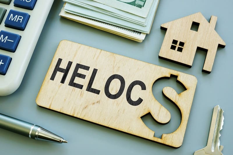 HELOC wood sign on table